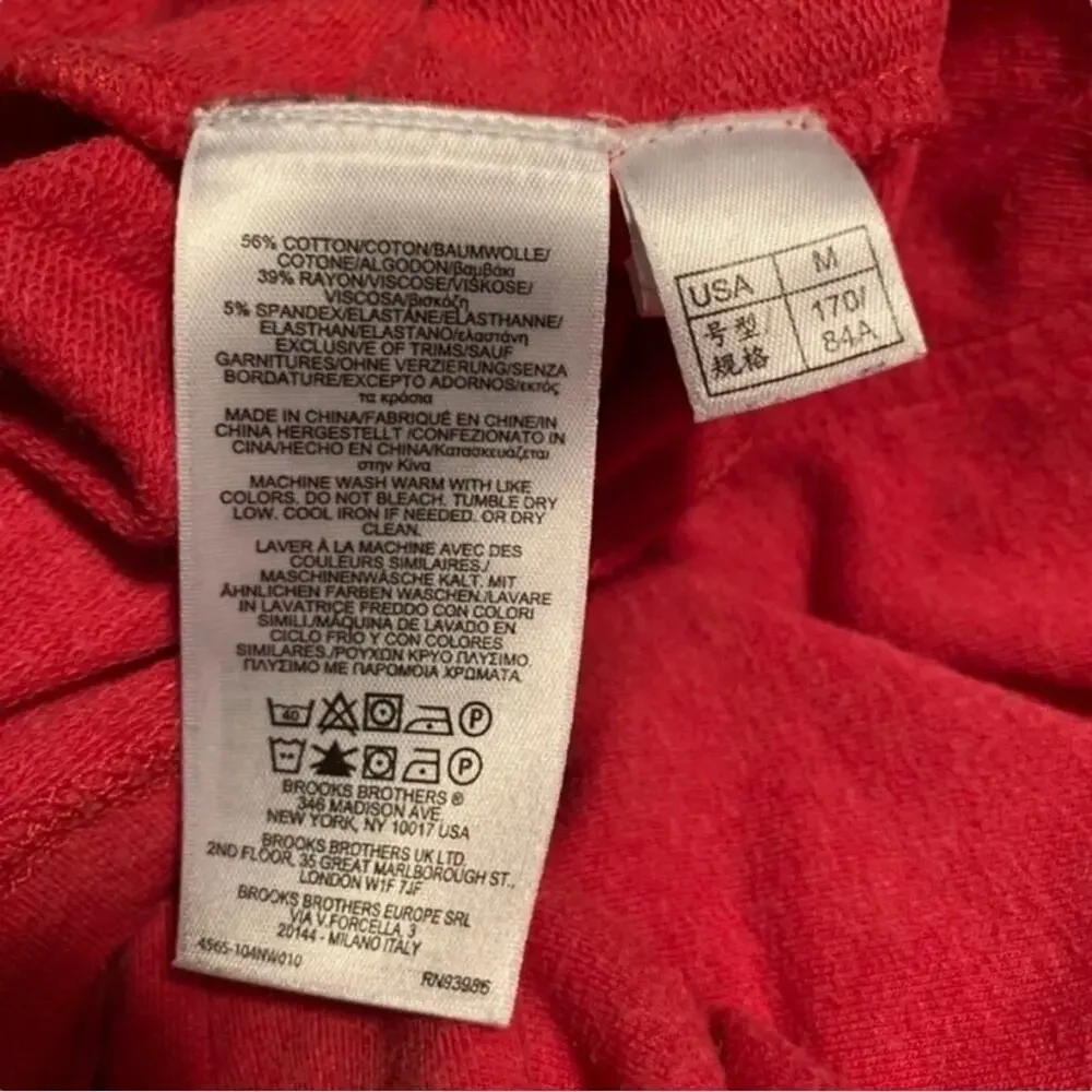 Brooks Brothers Red Cowl Neck Hoodie Sweatshirt Medium Cotton Blend - Picture 4 of 4